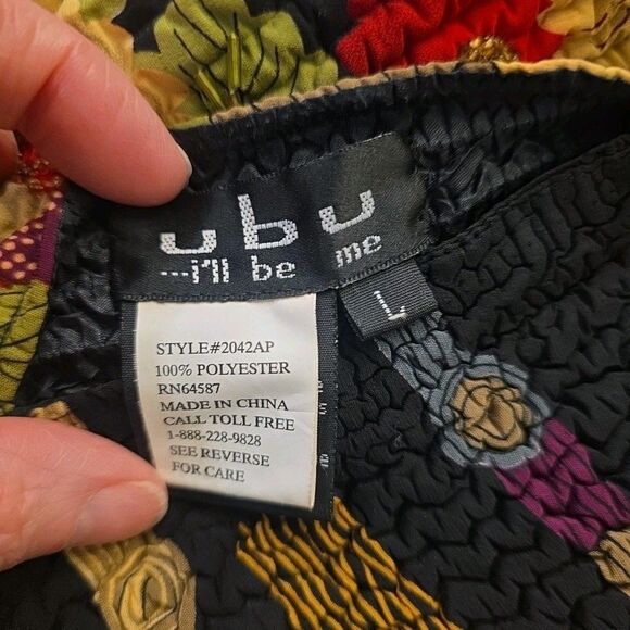 UBU Black Beaded Asian-Inspired Quilted Bomber Jacket Sz L Boho Dark Cottagecore - Picture 5 of 9